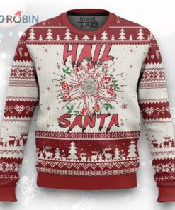 Hail Santa Ugly Christmas Sweater Candy Pentagram Xmas Devil