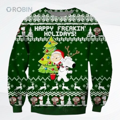 Happy Freakin Holidays Knitting Pattern For Ugly Christmas Sweater, Sweatshirt