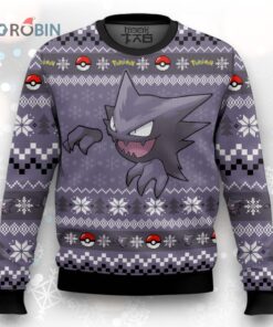 Haunter Ugly Christmas Sweater  Vintage Pokemon Gen 1 Holiday Knitwear