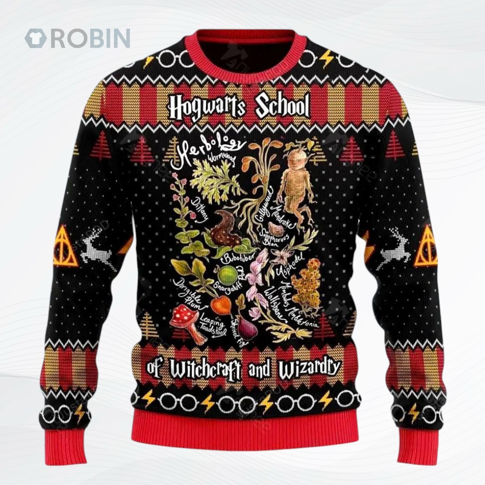 Herbology Harry Potter Hogwarts School Of Witchcraft And Wizardry Ugly Christmas Sweater Herbology Harry Potter Hogwarts School Of Witchcraft And Wizardry Ugly Christmas Sweater