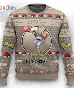 Hitmonchan Ugly Christmas Sweater   Retro Pokemon Holiday Design