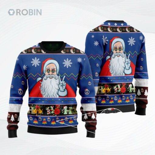 Ho Ho Ho Hippie Santa Claus Christmas Ugly Christmas Sweater