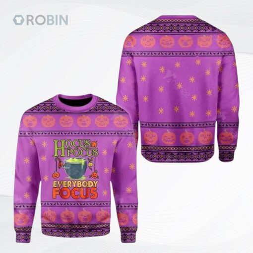 Hocus Pocus Everybody Focus Witches Ugly Christmas Sweater