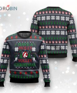 Holly Volley Volleyball Ugly Christmas Sweater