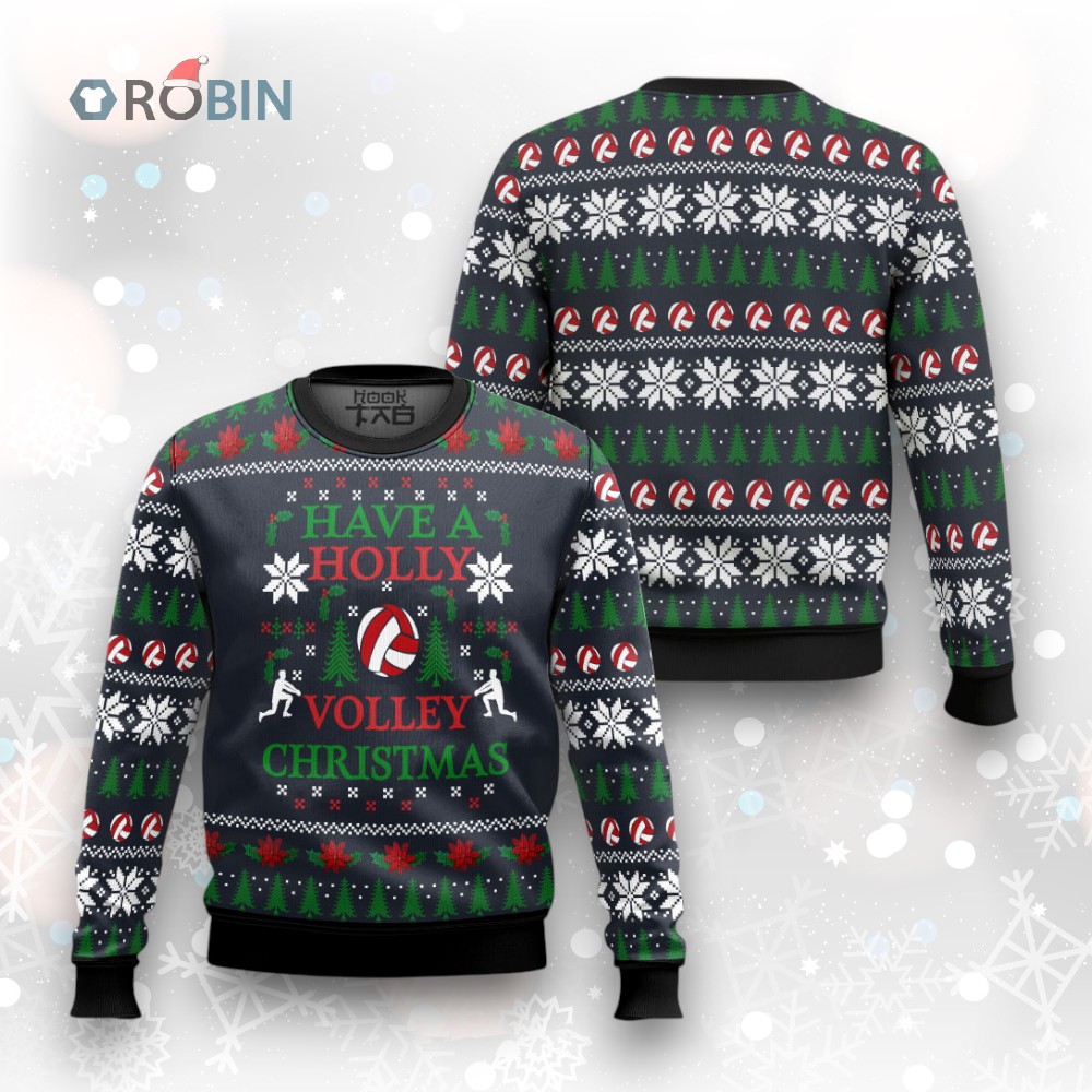 Holly Volley Volleyball Ugly Christmas Sweater Holly Volley Volleyball Ugly Christmas Sweater