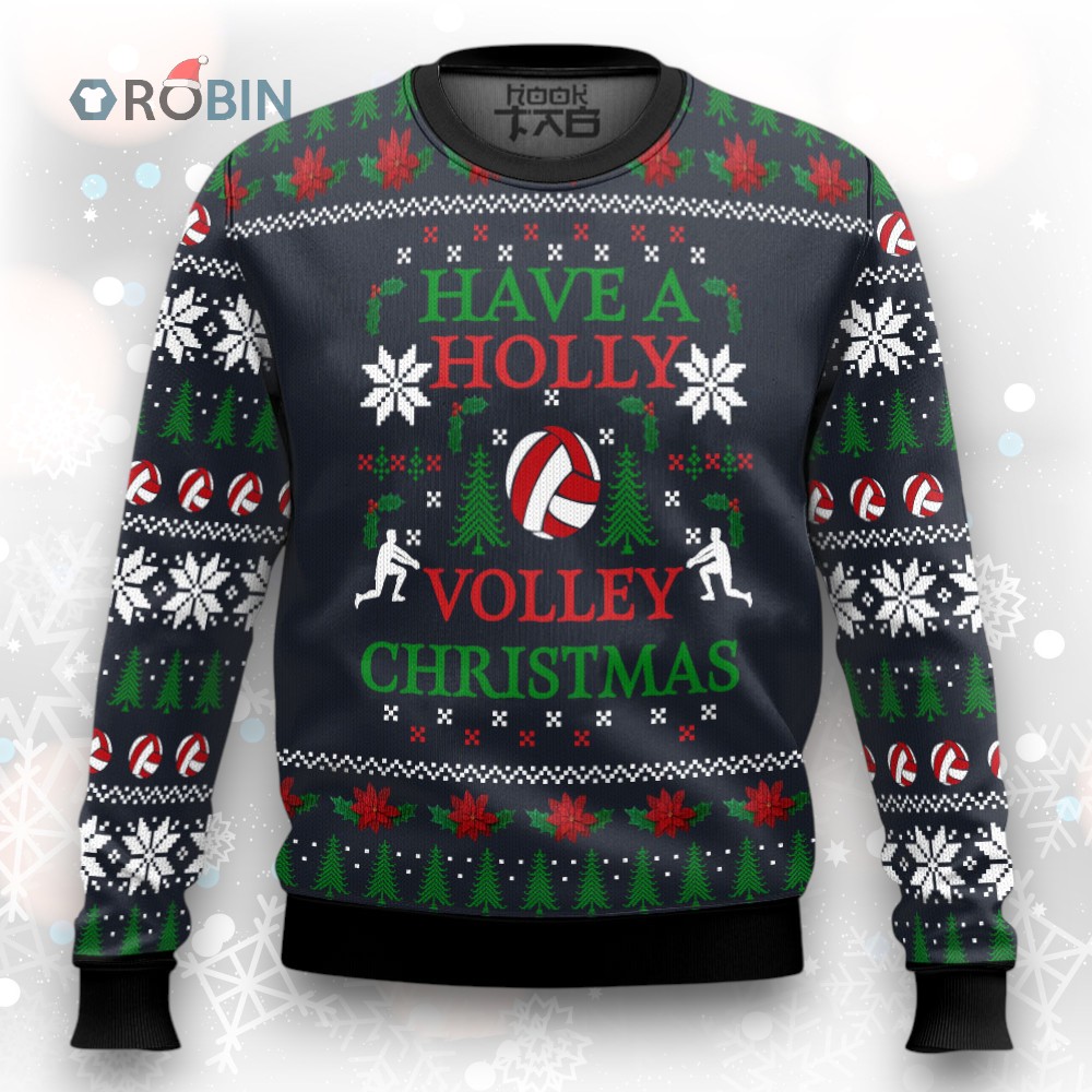 Holly Volley Volleyball Ugly Christmas Sweater Holly Volley Volleyball Ugly Christmas Sweater