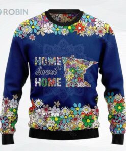 Home Sweet Home Minnesota Flower Ugly Christmas Sweater
