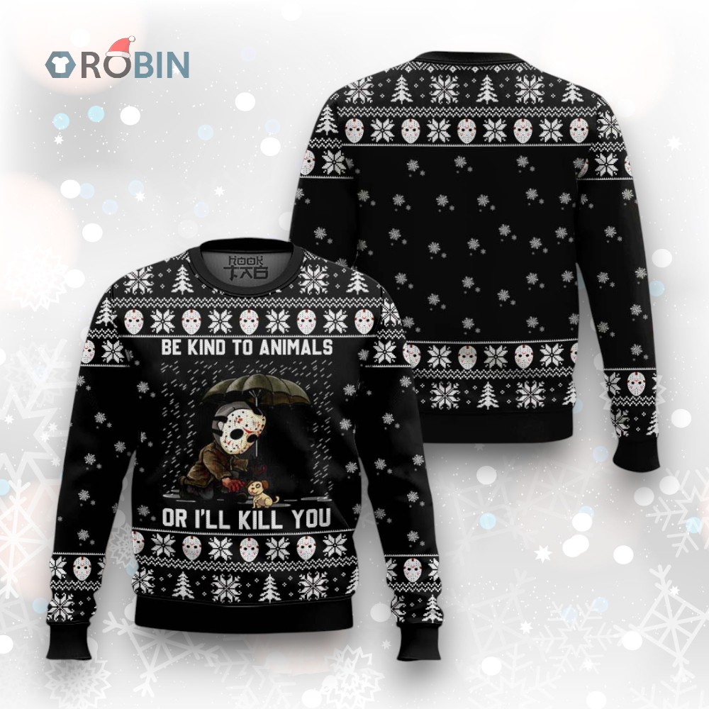 Horror Kind To Animals Ugly Christmas Sweater Horror Kind To Animals Ugly Christmas Sweater