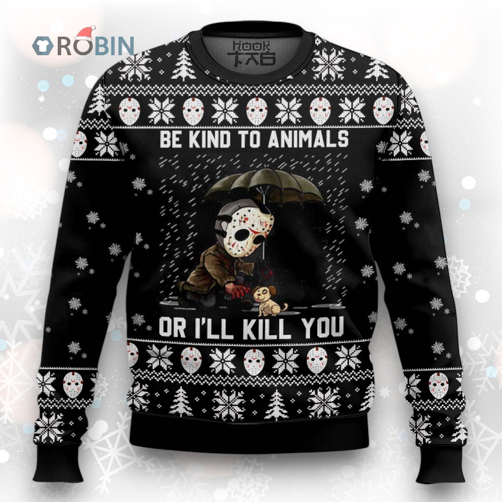 Horror Kind To Animals Ugly Christmas Sweater Horror Kind To Animals Ugly Christmas Sweater