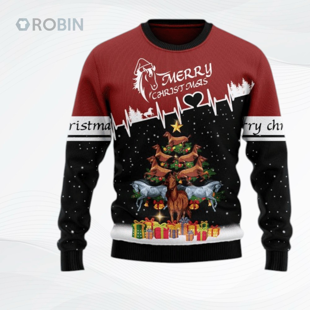 Horse Christmas Tree Ugly Christmas Sweater, Sweatshirt Horse Christmas Tree Ugly Christmas Sweater, Sweatshirt