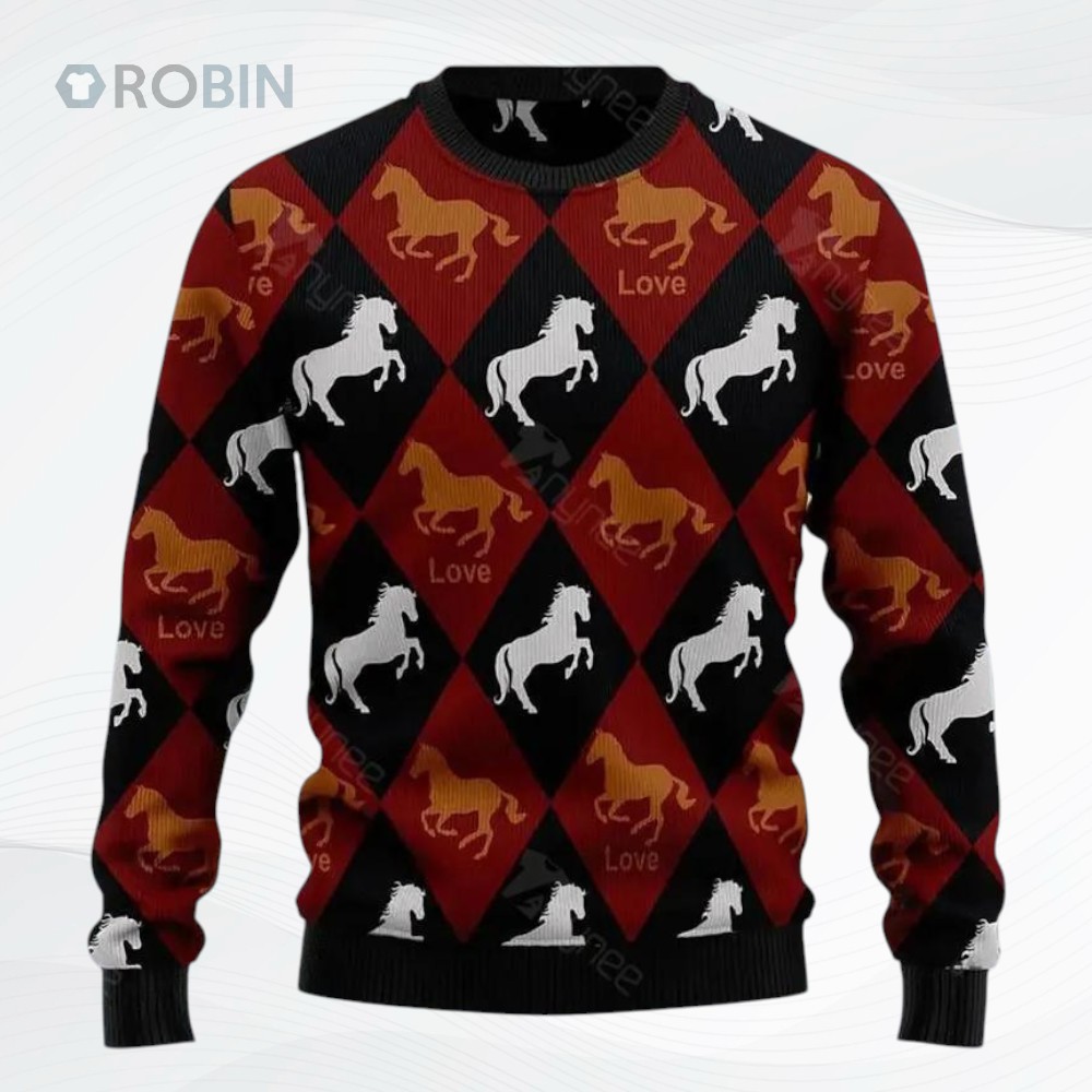 Horse Love Ugly Christmas Sweater Horse Love Ugly Christmas Sweater