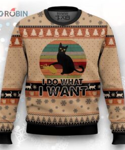 I Do What A Want Black Cat Ugly Christmas Sweater