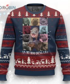 In My Moo Deng Era Ugly Christmas Sweater Cute Pygmy Hippo