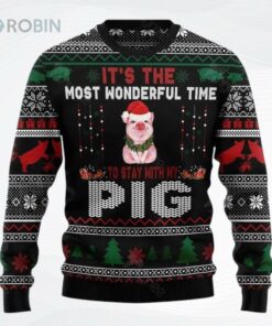 It Is The Most Wonderful Time To Stay With My Pig All Over Printed Ugly Christmas Sweater, Sweatshirt