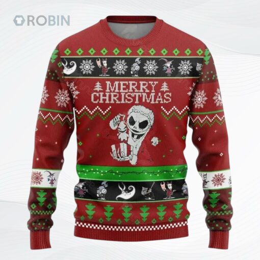 Jack Skellington All Over Printed Ugly Christmas Sweater, Sweatshirt
