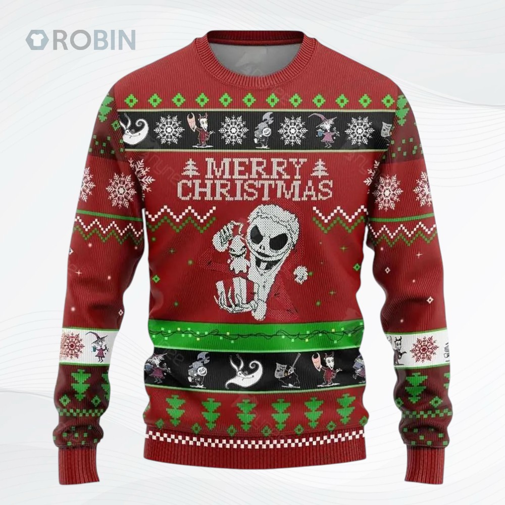 Jack Skellington All Over Printed Ugly Christmas Sweater, Sweatshirt Jack Skellington All Over Printed Ugly Christmas Sweater, Sweatshirt
