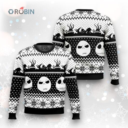 Jack Skellington Ugly Christmas Sweater   Nightmare Before Christmas Design