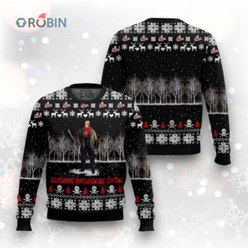 Jason Voorhees Slashing Ugly Christmas Sweater