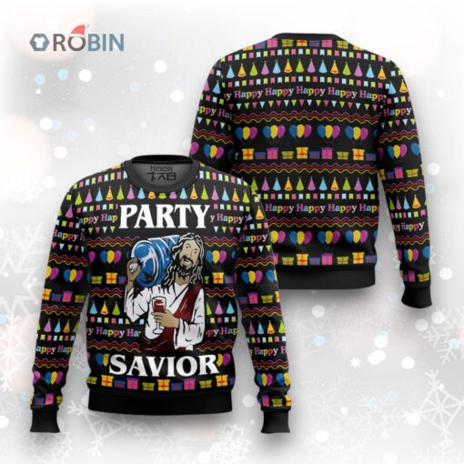 Jesus Party Ugly Christmas Sweater   Funny Holiday Sweater for Christmas Celebrations
