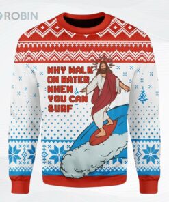Jesus Surfing Ugly Christmas Sweater