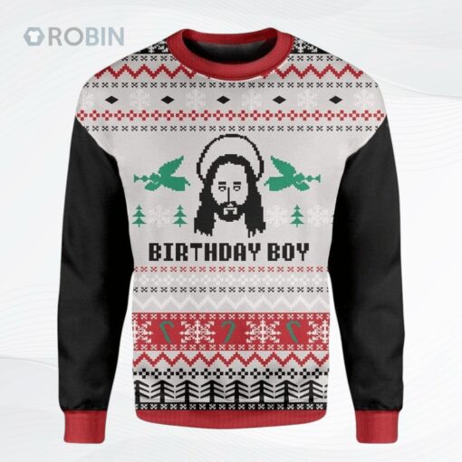 Jesuss Birthday All Over Printed Ugly Christmas Sweater