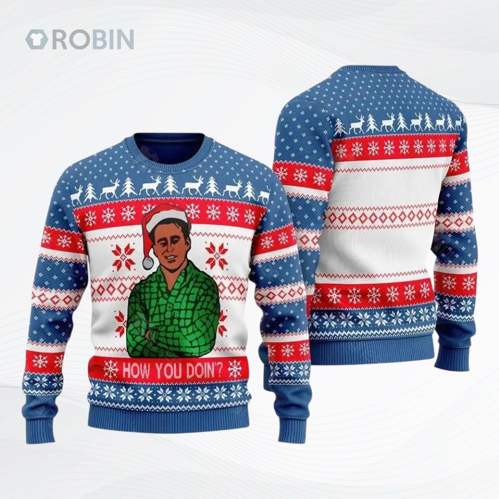 Joey Tribbiani Friends How You Doin Ugly Christmas Sweater Joey Tribbiani Friends How You Doin Ugly Christmas Sweater