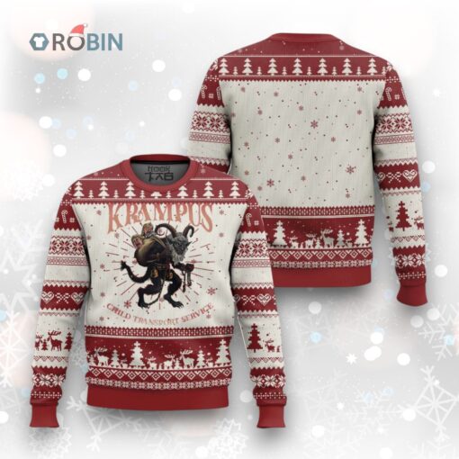Krampus Ugly Christmas Sweater Child Transport Service Spooky Christmas