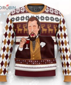 Leonardo Laughing Meme Brown Ugly Christmas Sweater