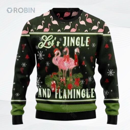 Let S Jingle And Flamingle Ugly Christmas Sweater