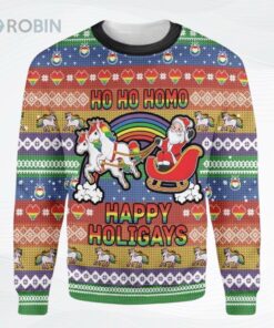 Lgbt Ho Ho Ho Homo Happy Holigays All Over Printed Ugly Christmas Sweater, Sweatshirt Lgbt Ho Ho Ho Homo Happy Holigays All Over Printed Ugly Christmas Sweater, Sweatshirt