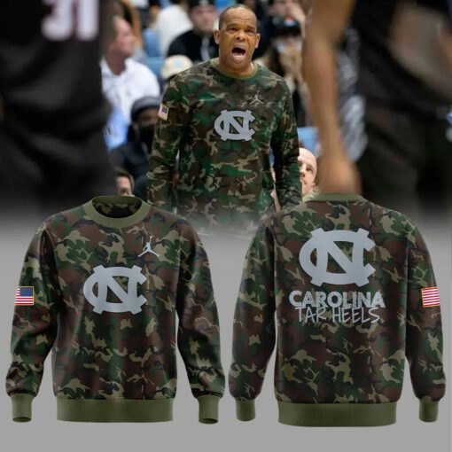 Limited Edition Carolina Basketball Coach Hubert Davis Camo Sweatshirt – – Carolina Tar Heels Shirt