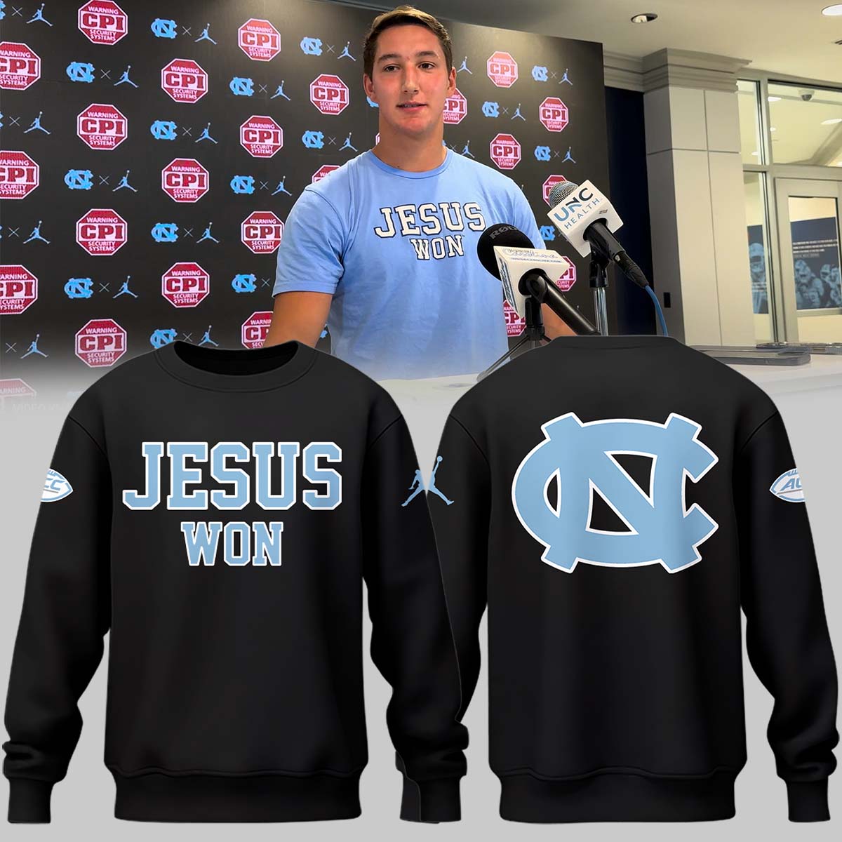 Limited Edition North Carolina Tar Heels JESUS WON Black Sweatshirt, Sweater Limited Edition North Carolina Tar Heels JESUS WON Black Sweatshirt, Sweater