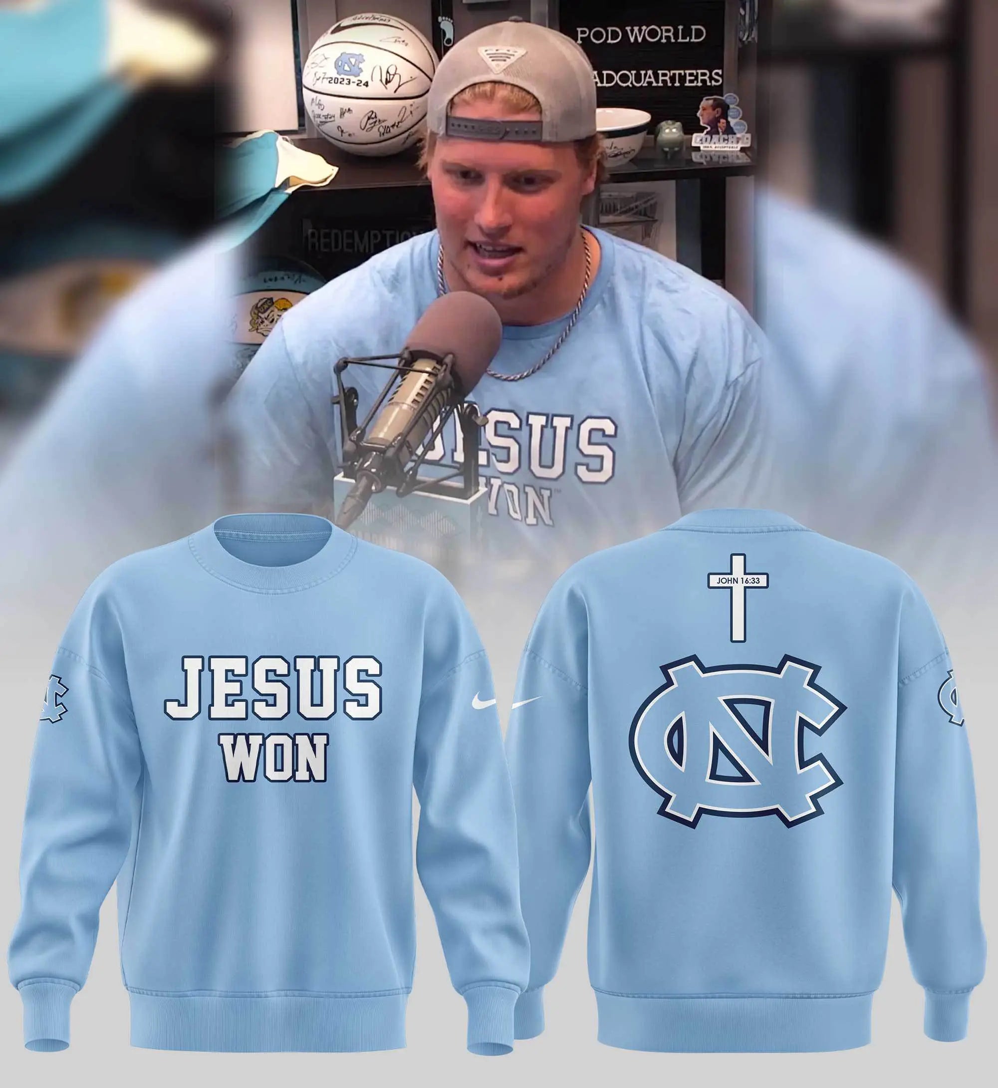 Limited Edition UNC Football JESUS WON Sweatshirt - - Carolina Tar Heels Shirt Limited Edition UNC Football JESUS WON Sweatshirt - - Carolina Tar Heels Shirt