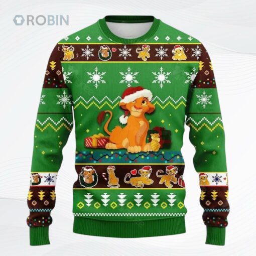 Lion King Simba Hat All Over Printed Ugly Christmas Sweater, Sweatshirt