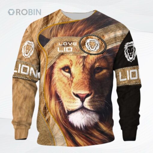 Love Lion Thcnlttlj All Over Printed Ugly Christmas Sweater