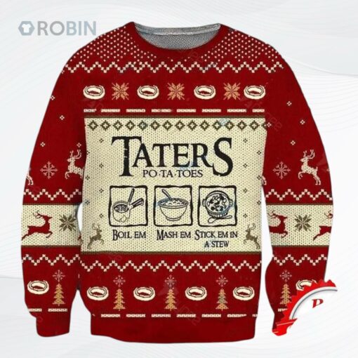 Lord Of The Rings Taters Potatoes Red Ugly Christmas Sweater, Sweatshirt