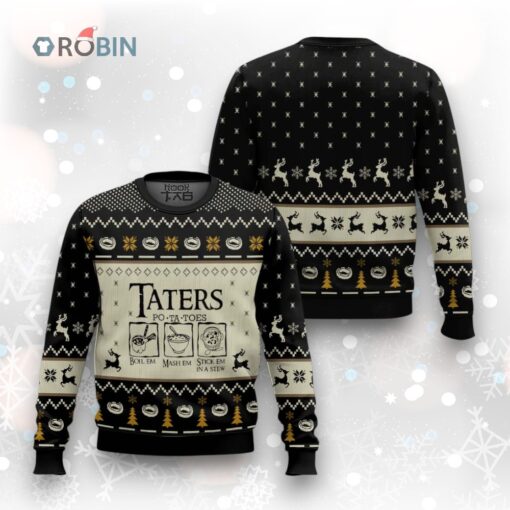 LOTR Funny Christmas Taters Potatoes Black Ugly Christmas Sweater