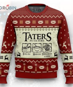 LOTR Funny Christmas Taters Potatoes Red Ugly Christmas Sweater