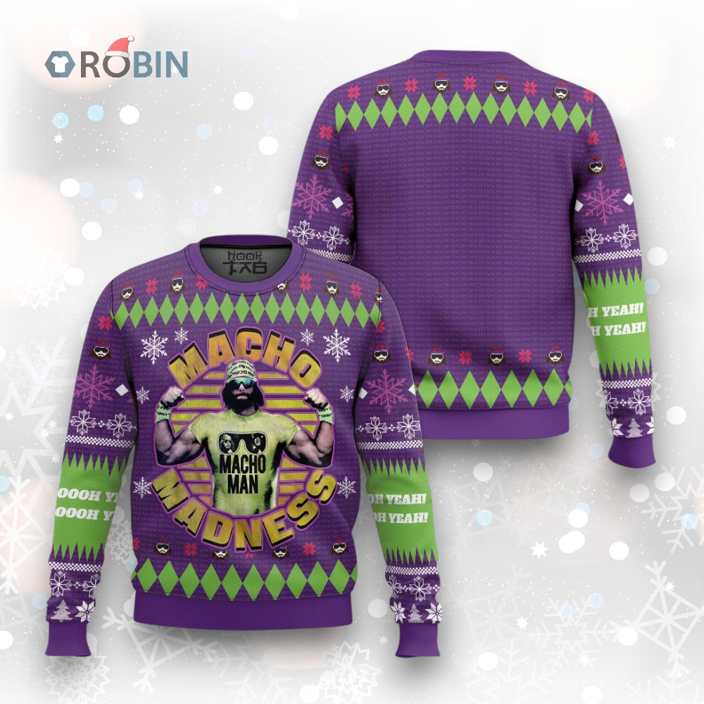 Macho Madness Macho Man Ugly Christmas Sweater Macho Madness Macho Man Ugly Christmas Sweater