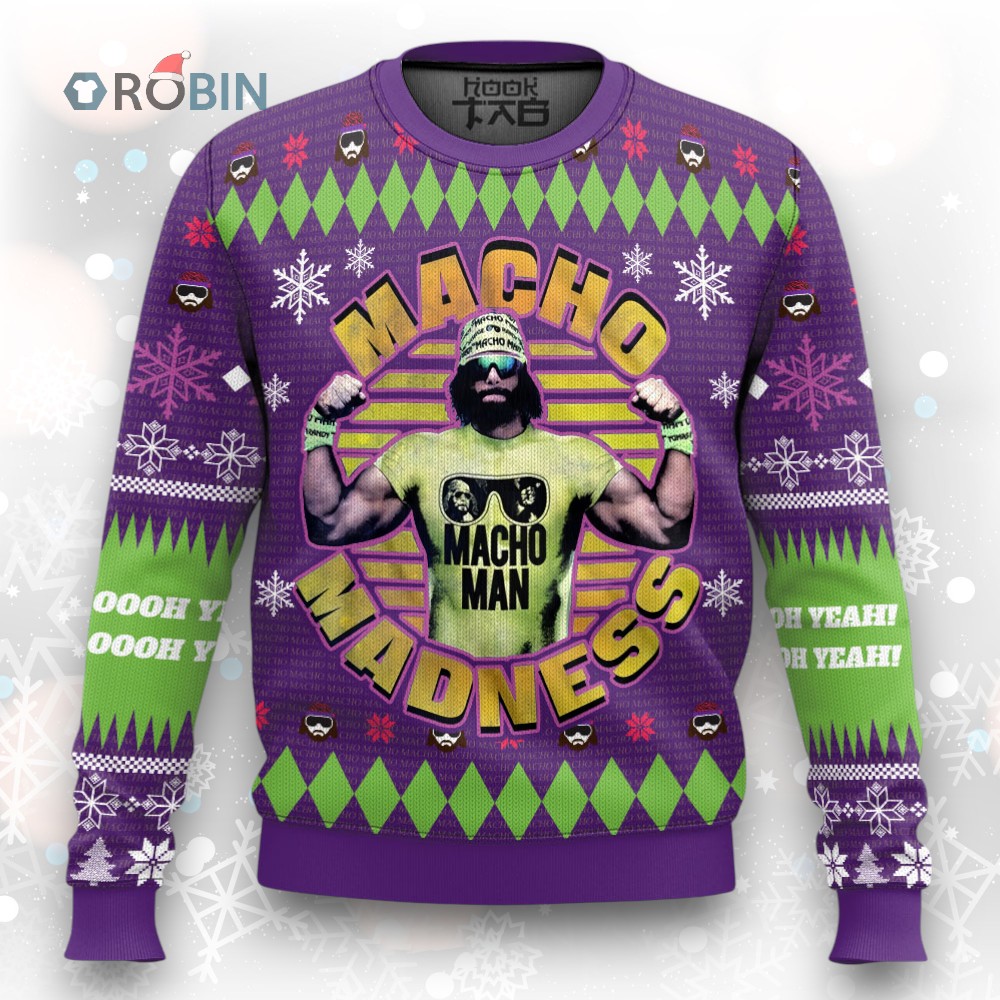 Macho Madness Macho Man Ugly Christmas Sweater Macho Madness Macho Man Ugly Christmas Sweater