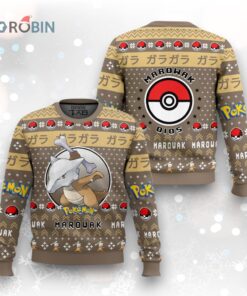 Marowak Ugly Christmas Sweater   Retro Pokemon Holiday Knitwear