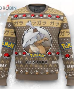 Marowak Ugly Christmas Sweater   Retro Pokemon Holiday Knitwear