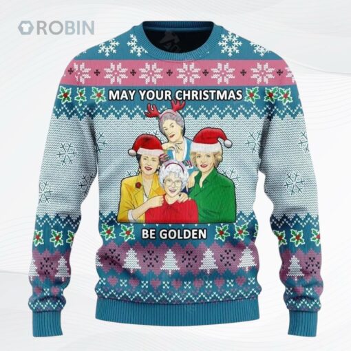 May Your Christmas Be Golden All Over Printed Ugly Christmas Sweater