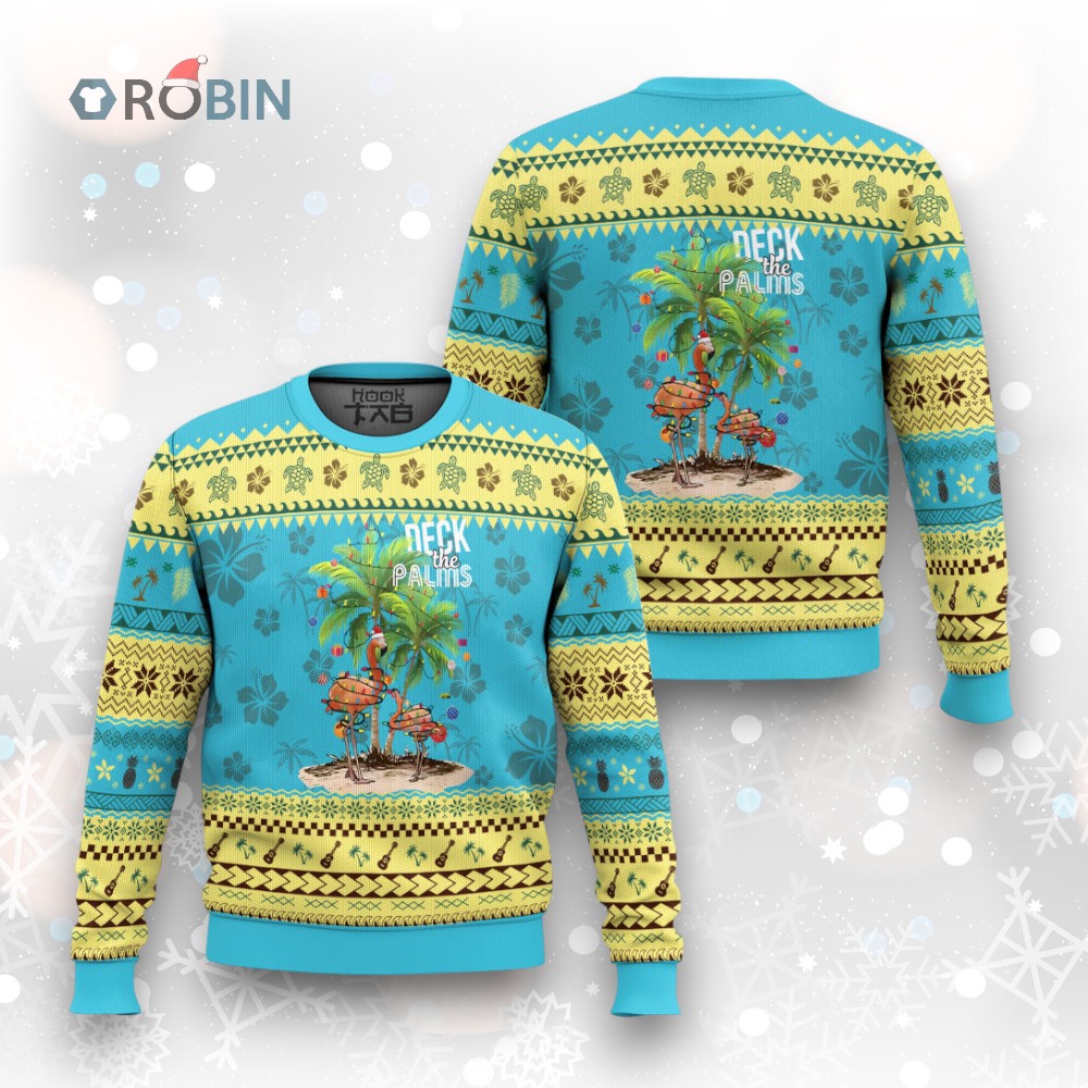 Mele Kalikimaka Hawaiian Christmas Ugly Christmas Sweater Deck The Palms Holiday Flamingo Beach Family Vacation In Hawaii Mele Kalikimaka Hawaiian Christmas Ugly Christmas Sweater Deck The Palms Holiday Flamingo Beach Family Vacation In Hawaii