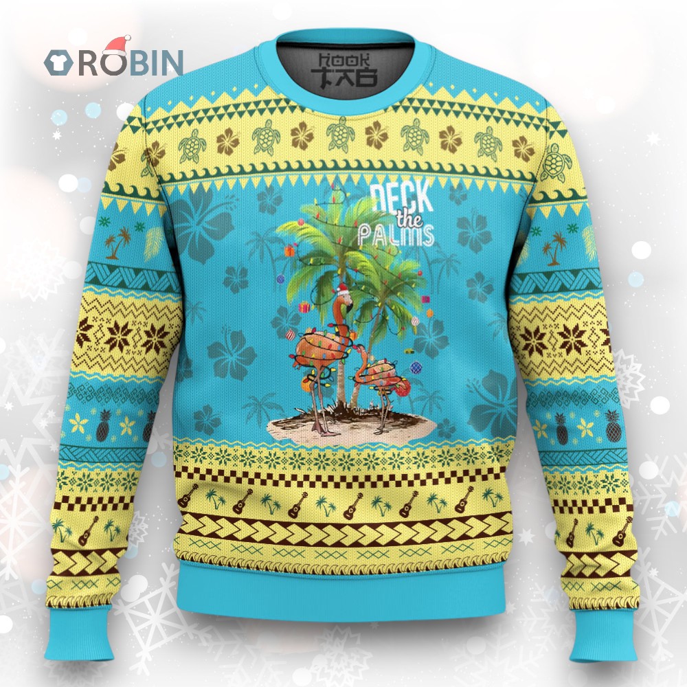 Mele Kalikimaka Hawaiian Christmas Ugly Christmas Sweater Deck The Palms Holiday Flamingo Beach Family Vacation In Hawaii Mele Kalikimaka Hawaiian Christmas Ugly Christmas Sweater Deck The Palms Holiday Flamingo Beach Family Vacation In Hawaii