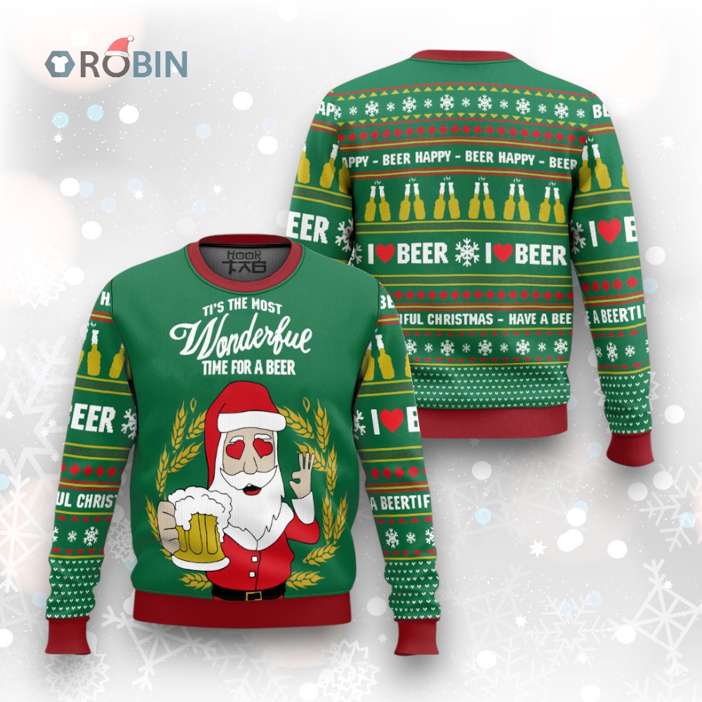 Men's The Most Wonderful Time For A Beer Christmas Sweater Men's The Most Wonderful Time For A Beer Christmas Sweater