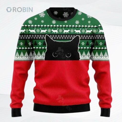 Meow Meow Black Cat Ugly Christmas Sweater, Sweatshirt