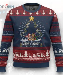 Merry Army Christmas Ugly Christmas Sweater Military Family Veteran Xmas Gift Camo Boots