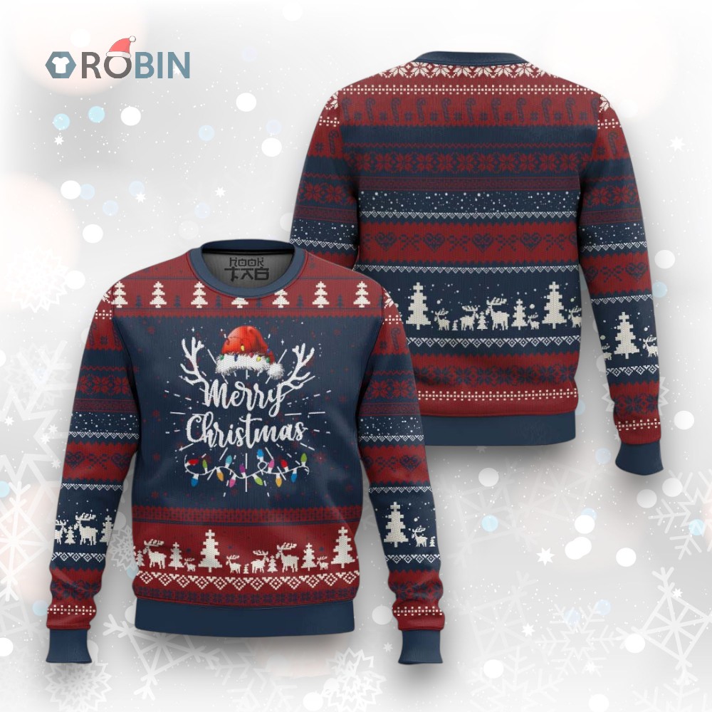 Merry Christmas Ugly Christmas Sweater Lights Red Santa Hat Xmas Family Matching Merry Christmas Ugly Christmas Sweater Lights Red Santa Hat Xmas Family Matching