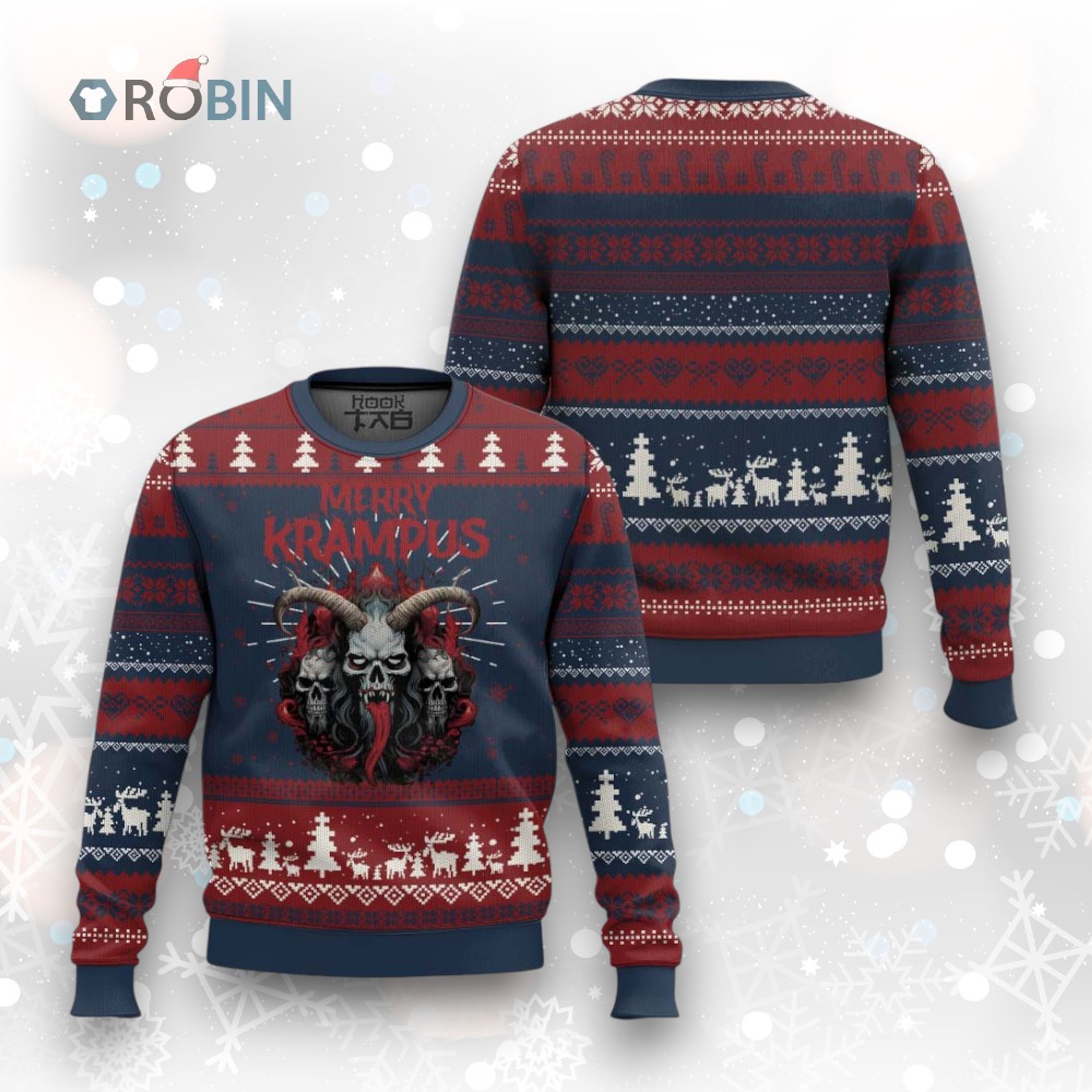 Merry Krampus Ugly Christmas Sweater Horor Xmas Evil Merry Krampus Ugly Christmas Sweater Horor Xmas Evil
